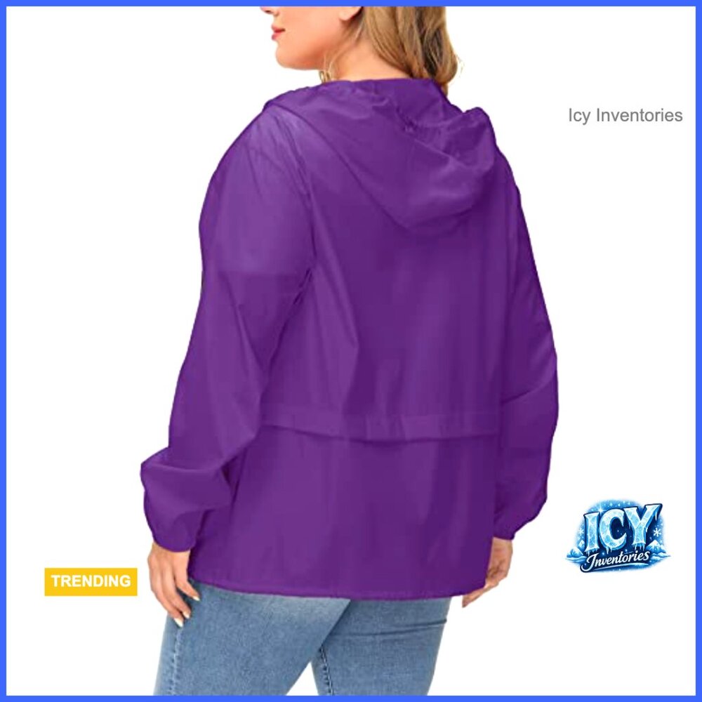 Waterproof Polyester Raincoat Packable Hooded Win… - image 3